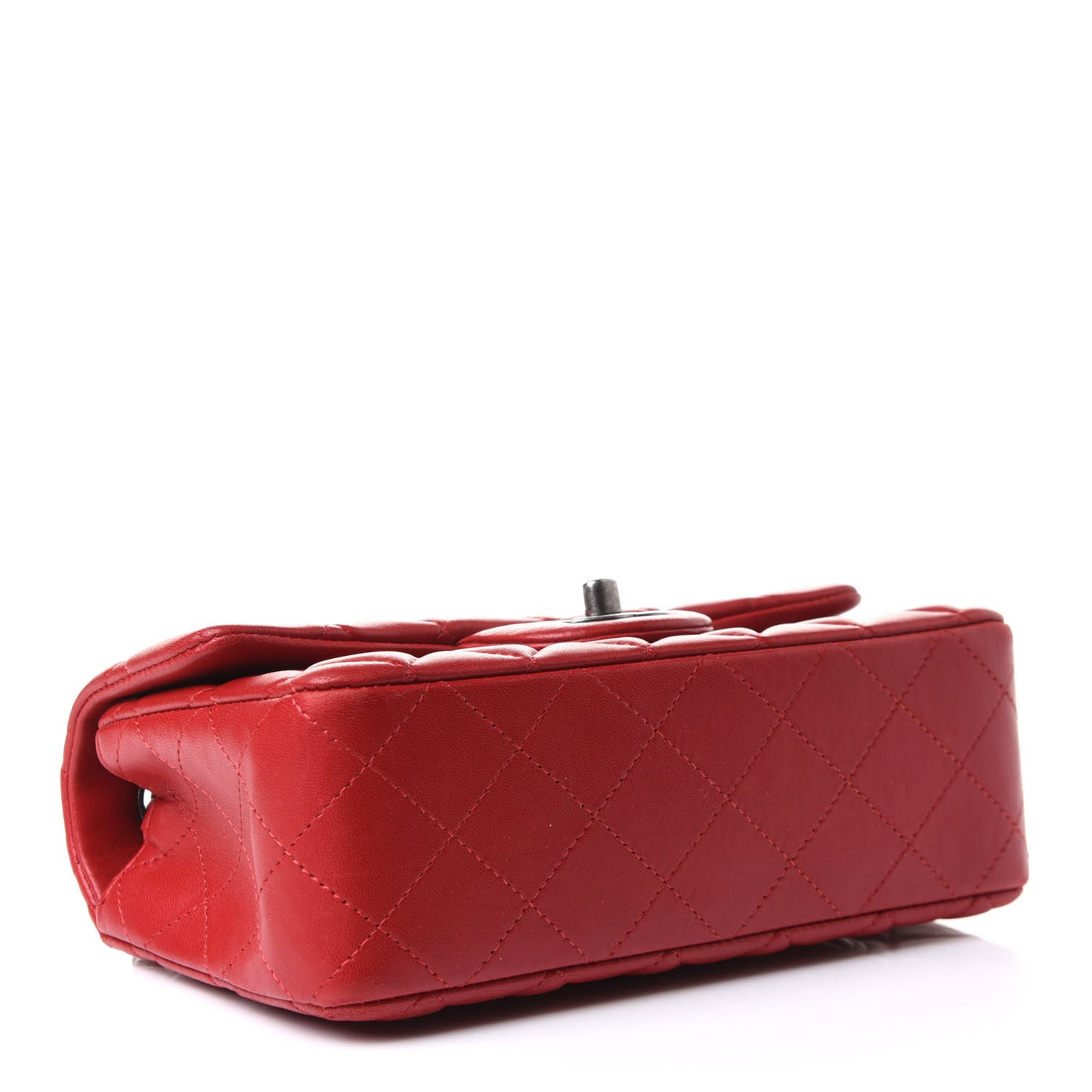 Lambskin Quilted Mini Rectangular Flap Red