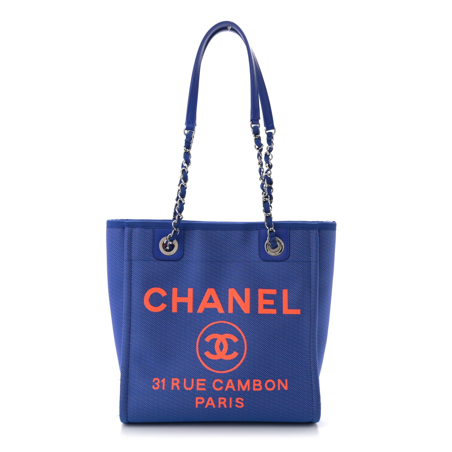 Chanel Mixed Fibers Mini Deauville Tote Blue Orange 1 of 13