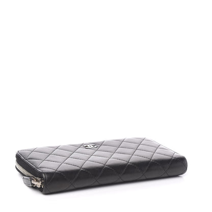 Chanel Lambskin Quilted Large Gusset Zip Around Wallet Black 3 of 7