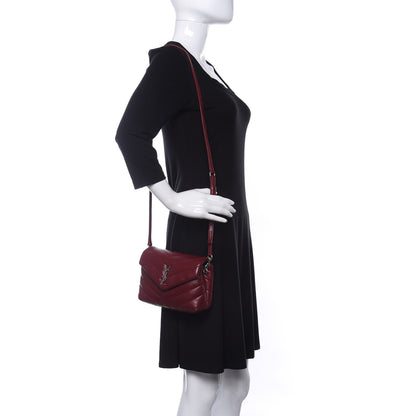 Saint Laurent Calfskin Y Quilted Monogram Toy Loulou Monogram Crossbody Bag Rouge 2 of 10