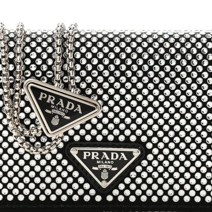 Prada Satin Crystal Metal Triangle Logo Card Holder With Strap Cristal 7 of 9