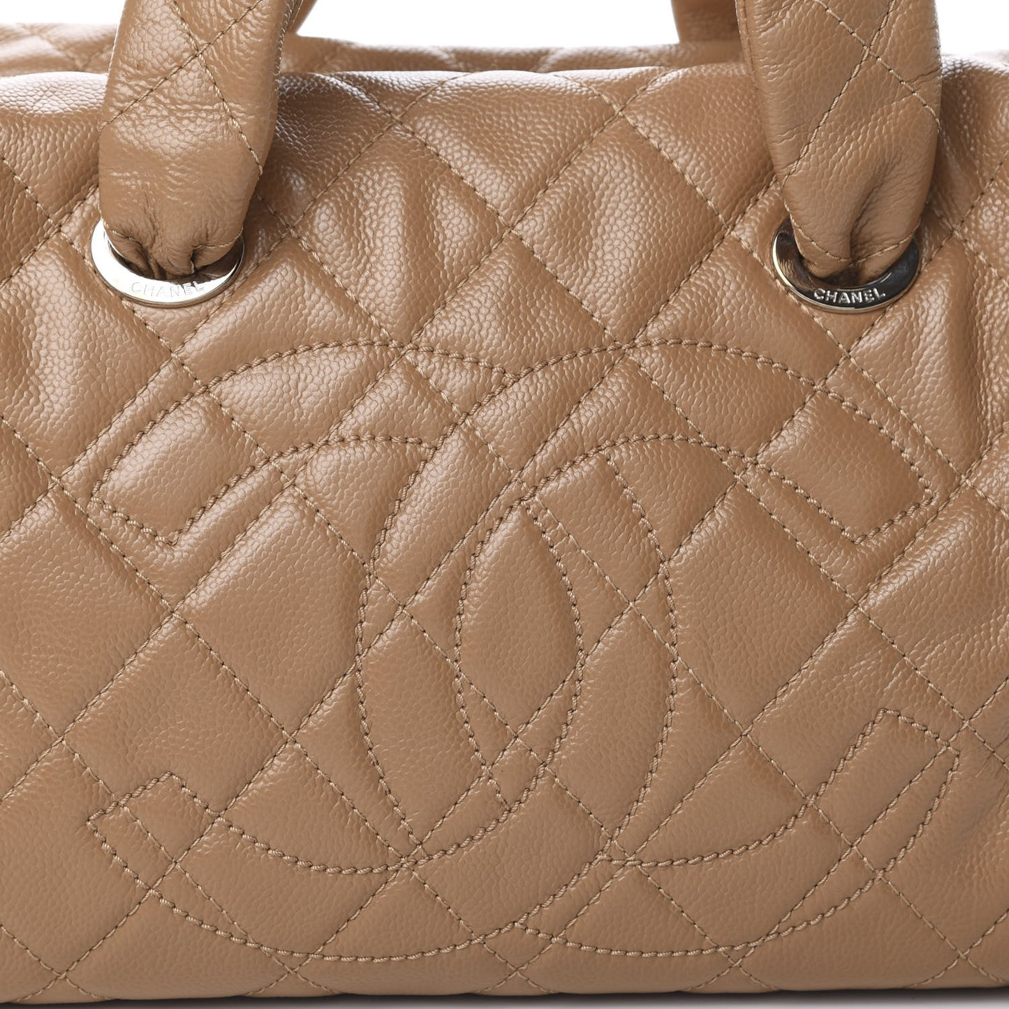 Caviar Quilted CC Timeless Bowler Dark Beige