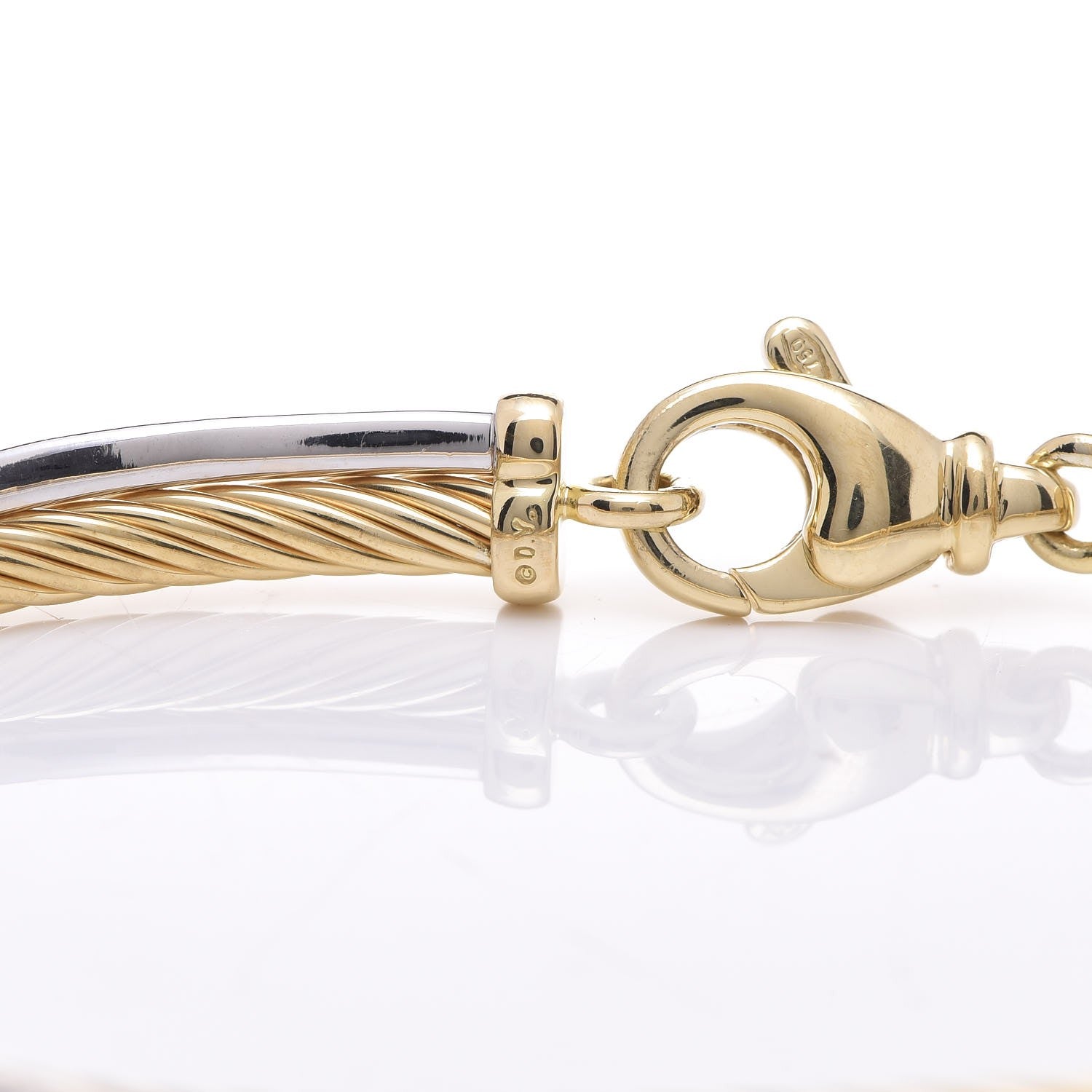 David Yurman 18K White Yellow Gold Diamond Crossover Bracelet 5 of 6