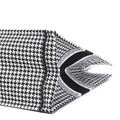 Christian Dior Canvas Houndstooth Embroidered Medium Book Tote Black White 8 of 10