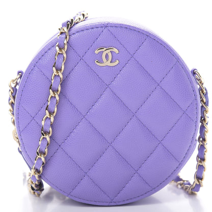 Chanel Caviar Quilted Round Clutch With Chain Purple 8 of 11