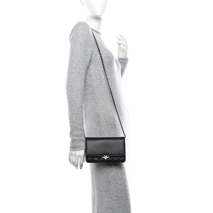 Chanel Grained Calfskin Quilted CC Box Wallet On Chain WOC Black 2 of 12