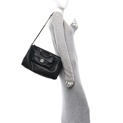 Chanel Grained Calfskin Lambskin Quilted Large Bowling Bag Black 2 of 10