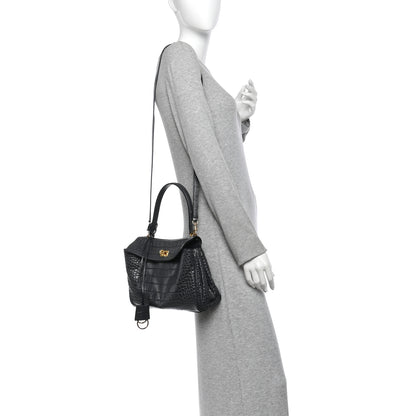 Balenciaga Shiny Calfskin Crocodile Embossed Small Rodeo Top Handle Handbag Volcanic Rock 2 of 11