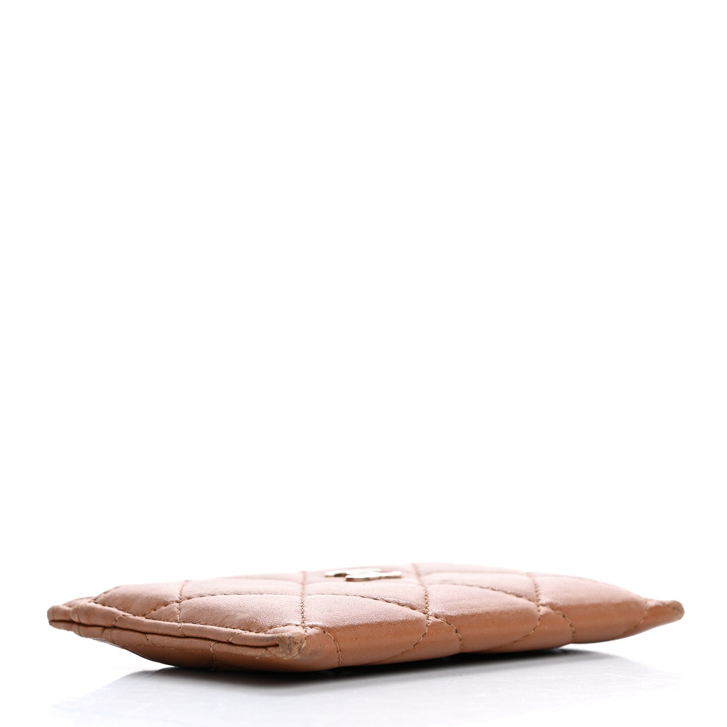 Lambskin Quilted Card Holder Brown