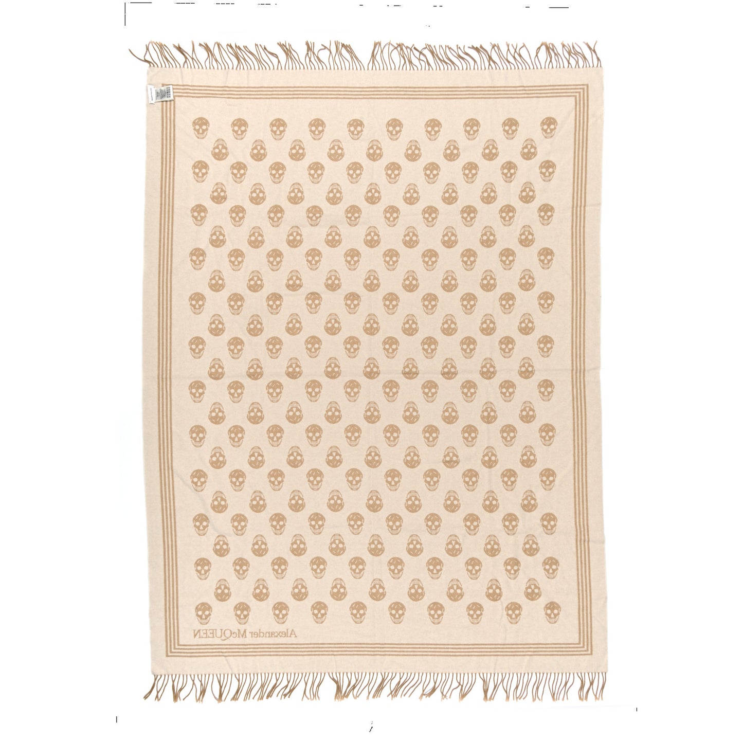 Wool Cashmere Skull Scarf Beige White