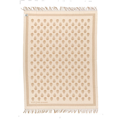 Alexander McQueen Wool Cashmere Skull Scarf Beige White 2 of 4