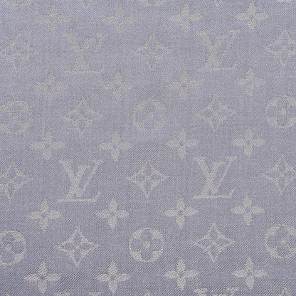 Louis Vuitton Silk Lurex Wool Monogram Shine Shawl Charcoal Grey 4 of 6