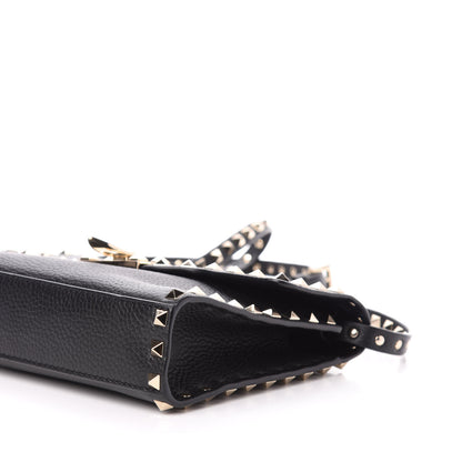 Valentino Garavani Pebbled Calfskin Medium Rockstud Flip Lock Crossbody Bag Black 8 of 9