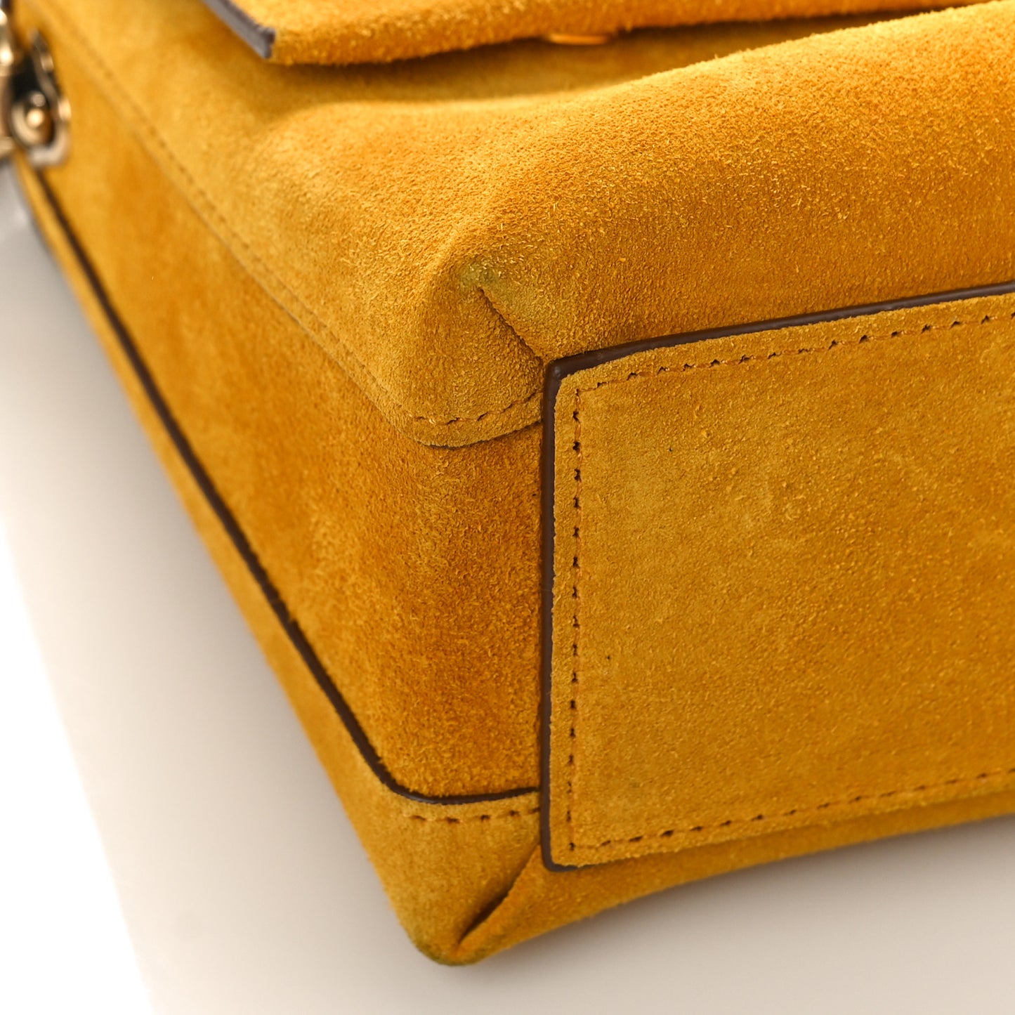 Suede Crystal Millennials Chain Shoulder Bag Yellow