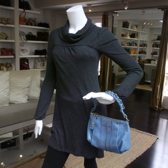 Leather Small Heloise Satchel Baby Blue