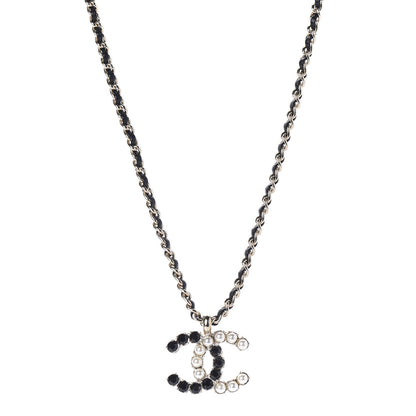 Chanel Lambskin Resin Pearl Dazzling Domino Short Necklace Gold Black 1 of 6