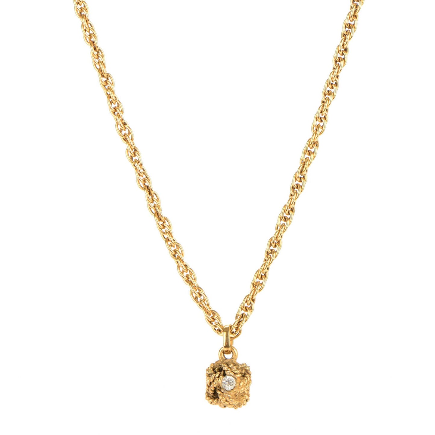 Crystal Knot Pendant Chain Necklace Gold