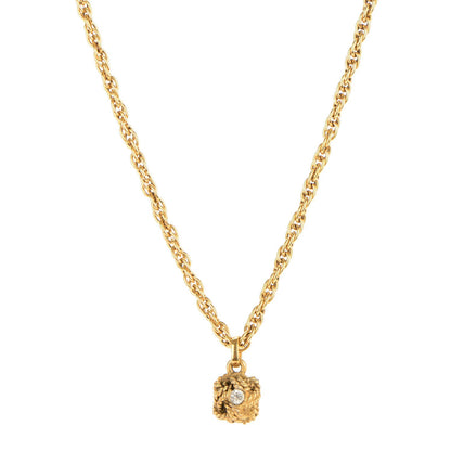 Chanel Crystal Knot Pendant Chain Necklace Gold 1 of 5
