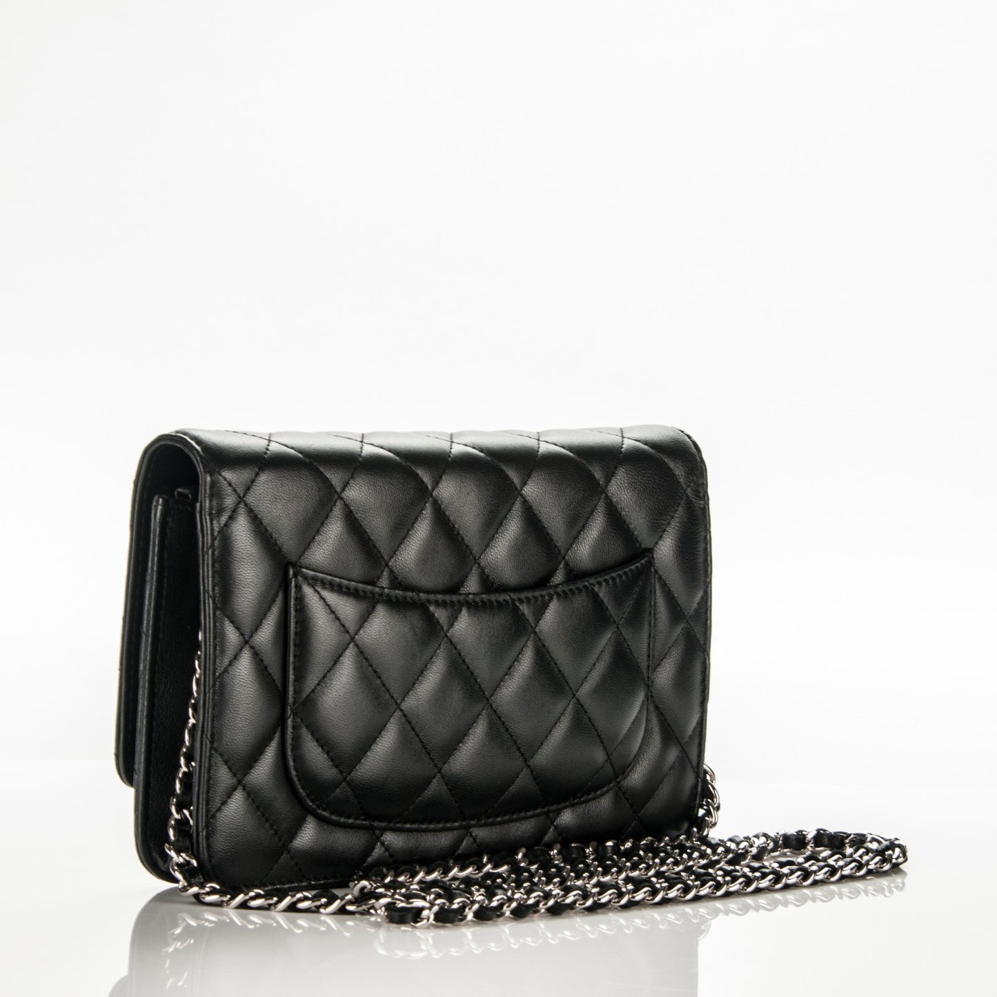 Lambskin Quilted Wallet On Chain WOC Black