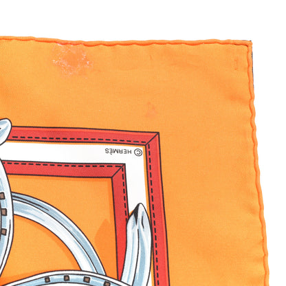 Hermes Silk La Ronde Des Jockeys Scarf 90 Orange Blue 3 of 5