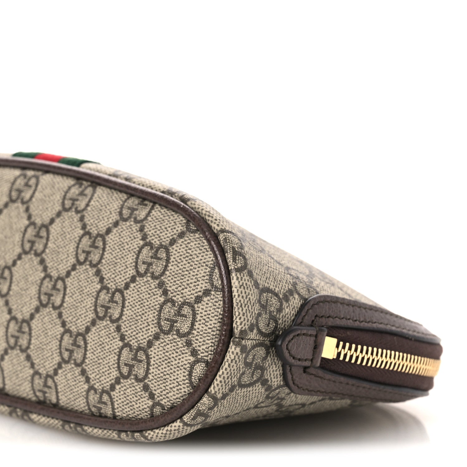 Gucci GG Supreme Monogram Textured Calfskin Web Large Ophidia Cosmetic Case Beige Ebony New Acero 10 of 11