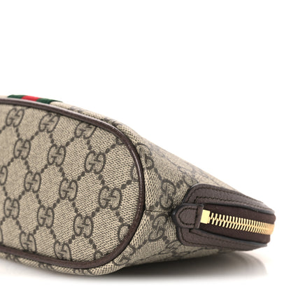 Gucci GG Supreme Monogram Textured Calfskin Web Large Ophidia Cosmetic Case Beige Ebony New Acero 10 of 11