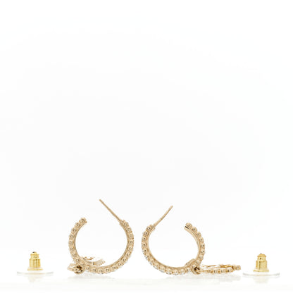 Chanel Crystal Pearl CC Perfume Bottle Drop Hoop Earrings Gold 3 of 6