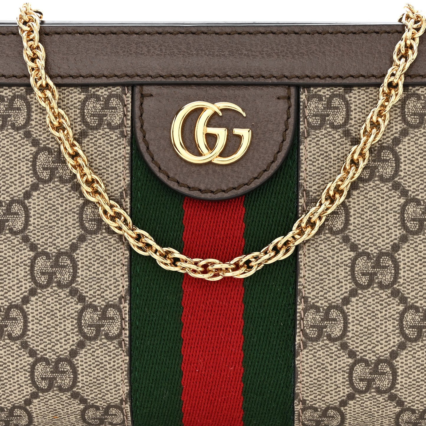 GG Supreme Monogram Textured Dollar Calfskin Web Mini Ophidia Chain Shoulder Bag Beige Ebony New Acero