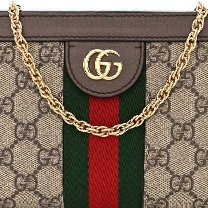 Gucci GG Supreme Monogram Textured Dollar Calfskin Web Mini Ophidia Chain Shoulder Bag Beige Ebony New Acero 8 of 12