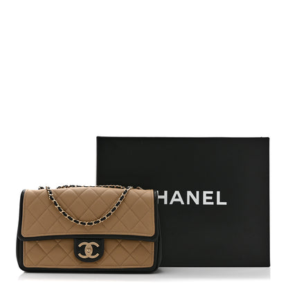 Chanel Lambskin Quilted Medium Graphic Flap Beige Black 11 of 11