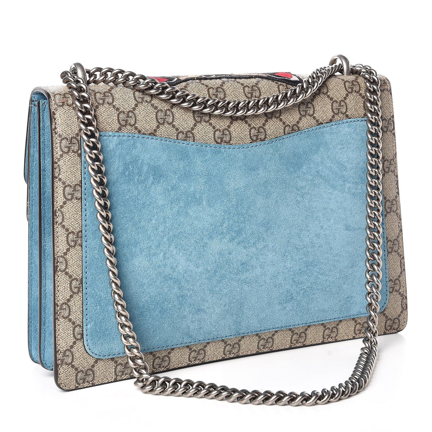 GG Supreme Monogram Angry Cat Embroidered Medium Dionysus Shoulder Bag Beige Ultramarine