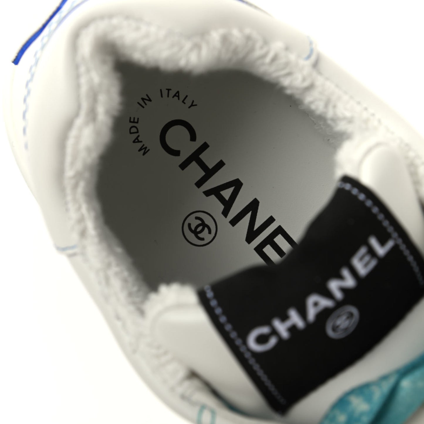 Calfskin Womens Logo Sneakers 37 White Blue