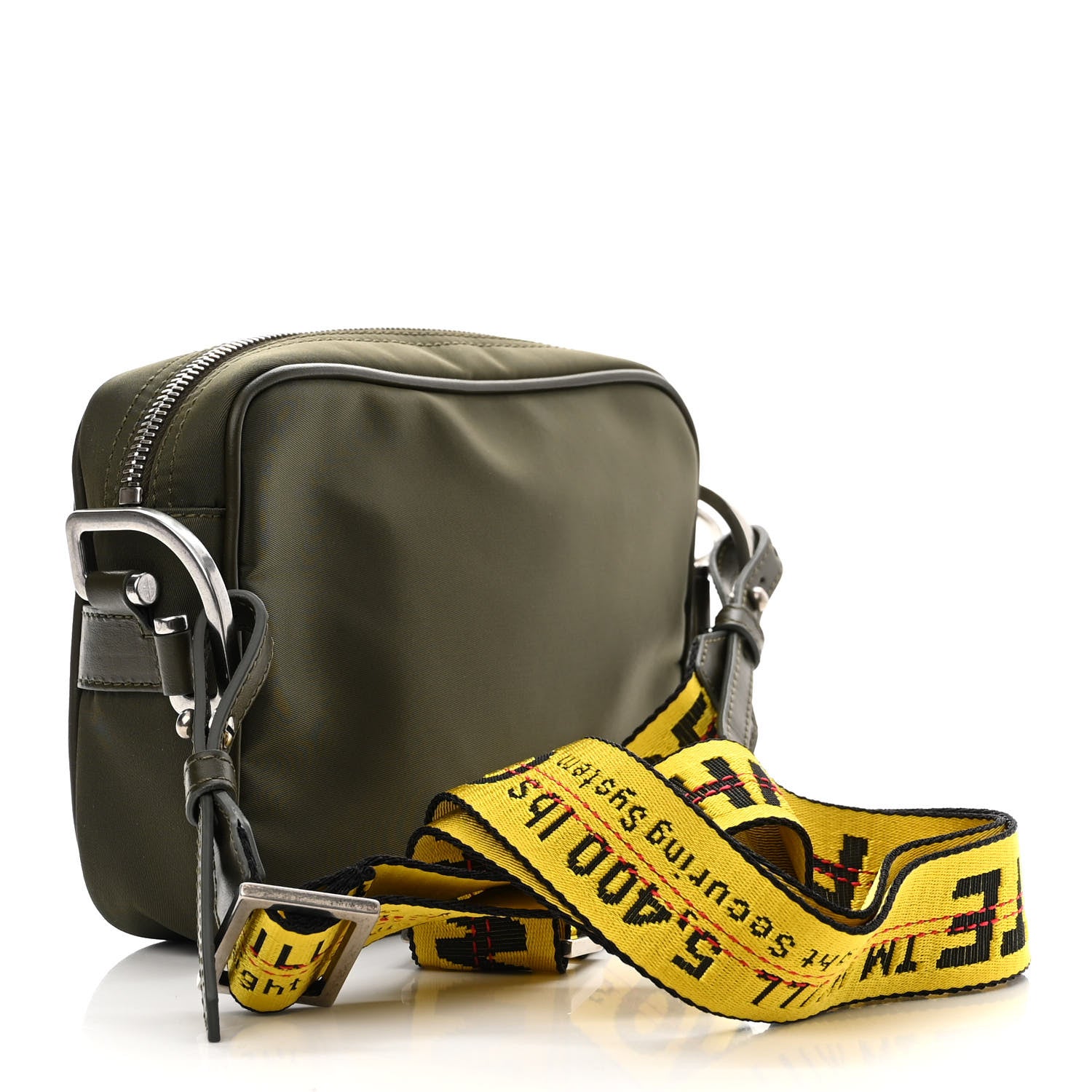 Off-White Nylon Logo Print Crossbody Bag Olive Green 3 of 9