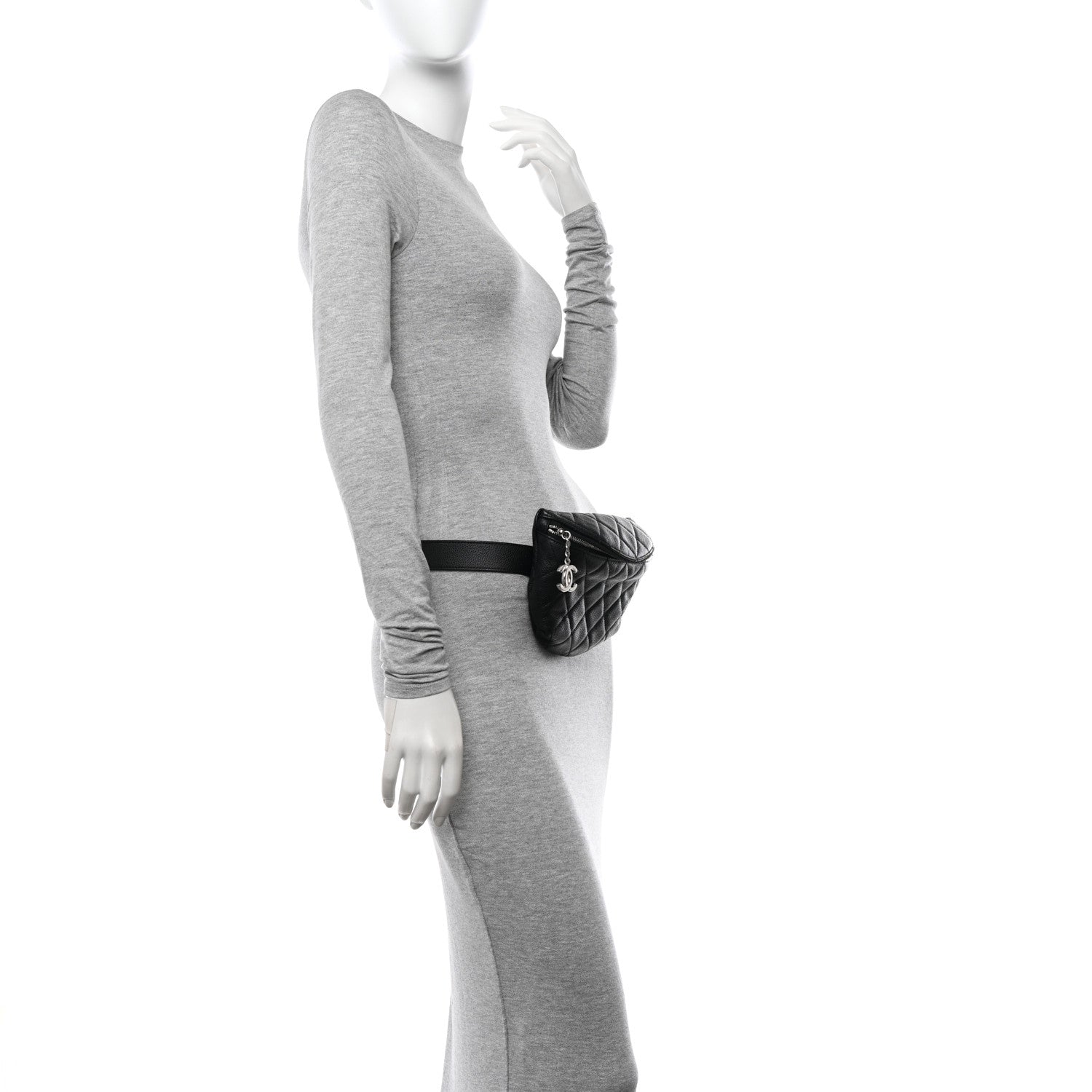 Chanel Grained Calfskin Quilted Waist Belt Bag Black 2 of 12