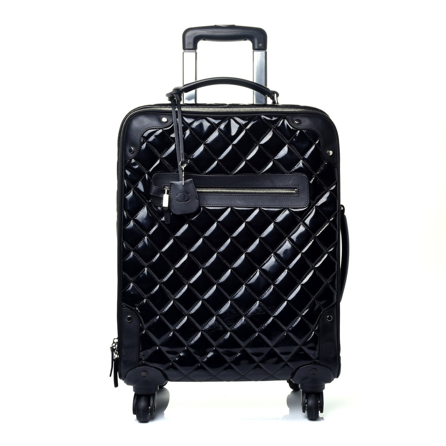 Chanel Vinyl Calfskin Quilted Trolley Rolling Luggage Black 1 of 8