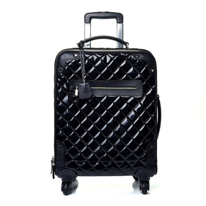 Chanel Vinyl Calfskin Quilted Trolley Rolling Luggage Black 1 of 8