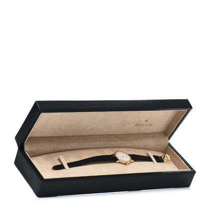 Rolex 18K Yellow Gold Alligator Diamond 26mm Cellini Manual Winding Watch White 5109 5 of 5