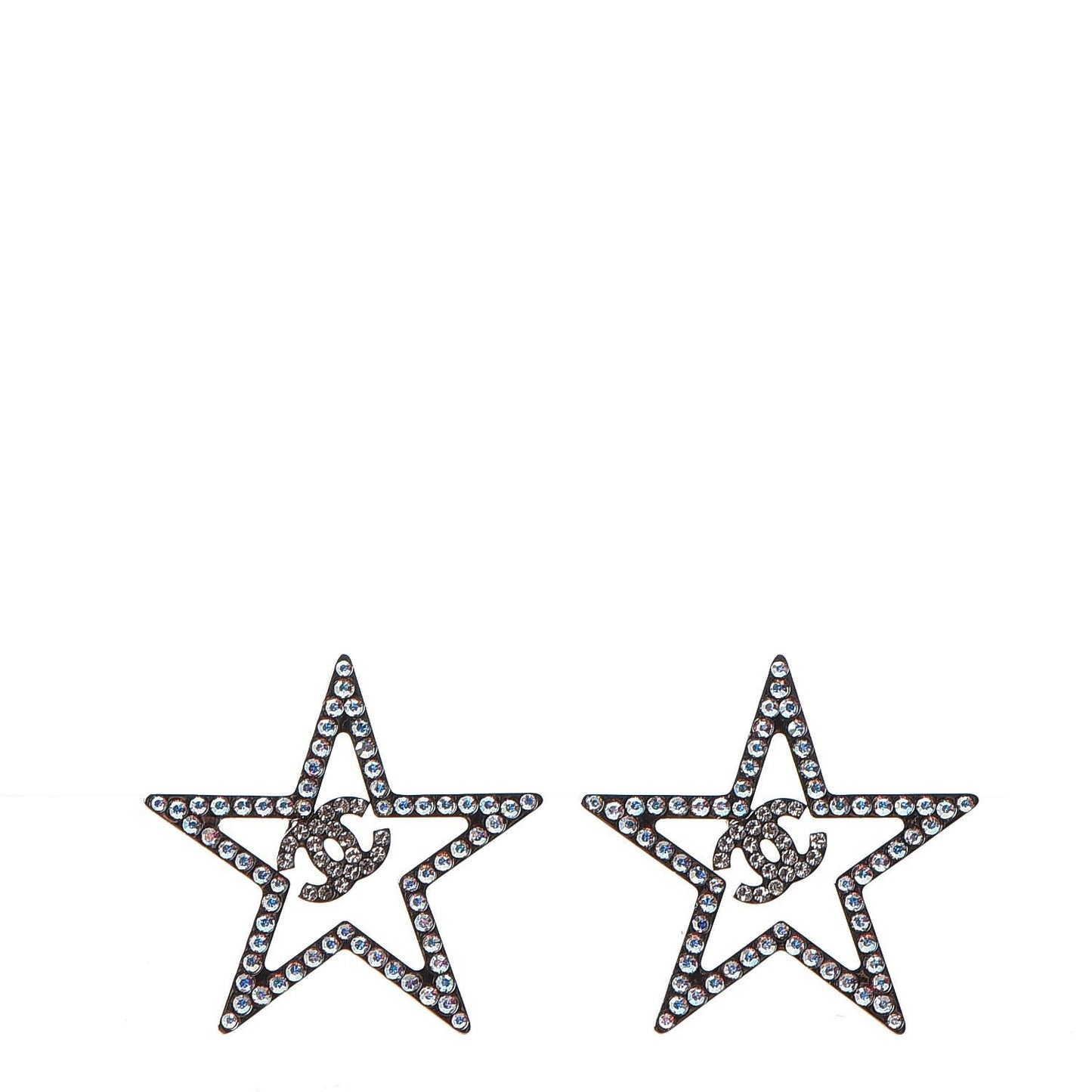 Ruthenium Crystal Star CC Earrings Iridescent Pink