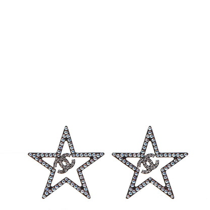 Chanel Ruthenium Crystal Star CC Earrings Iridescent Pink 1 of 6