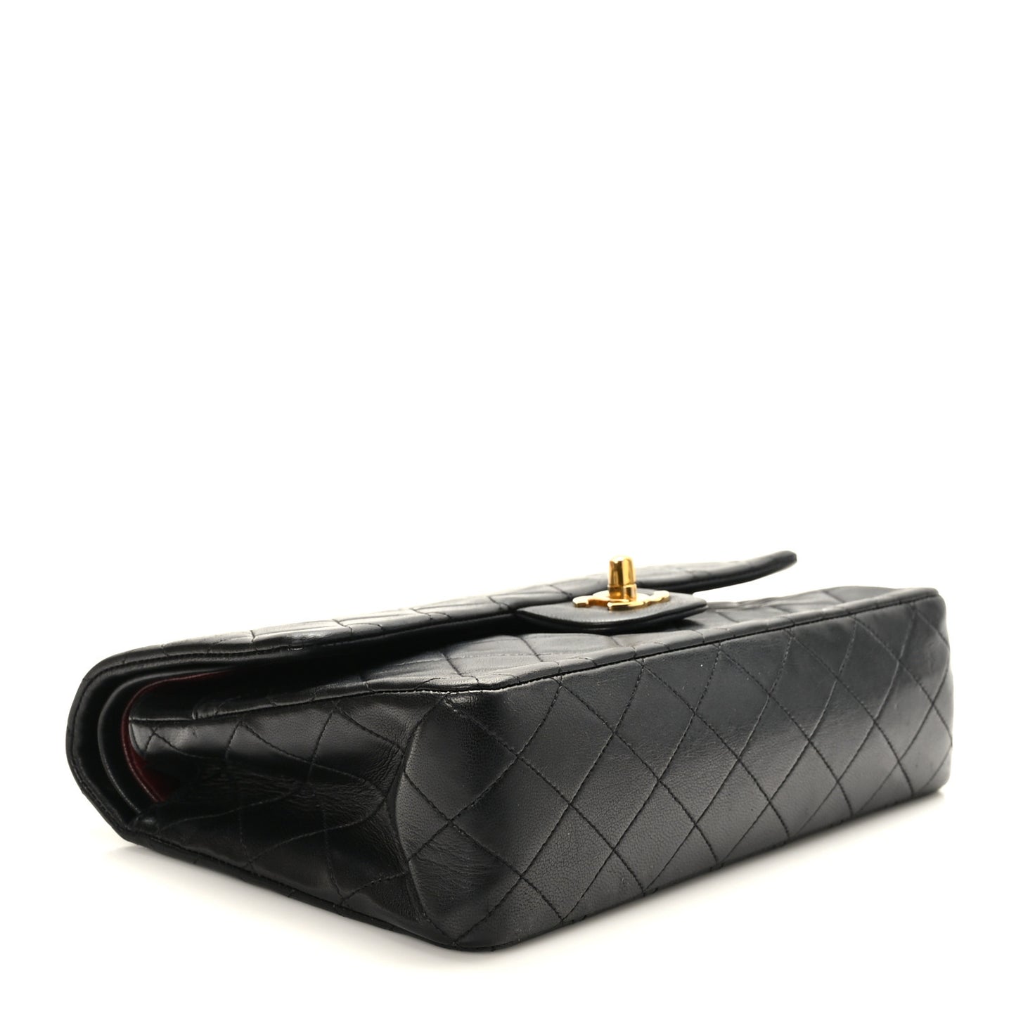 Lambskin Quilted Medium Double Flap Black