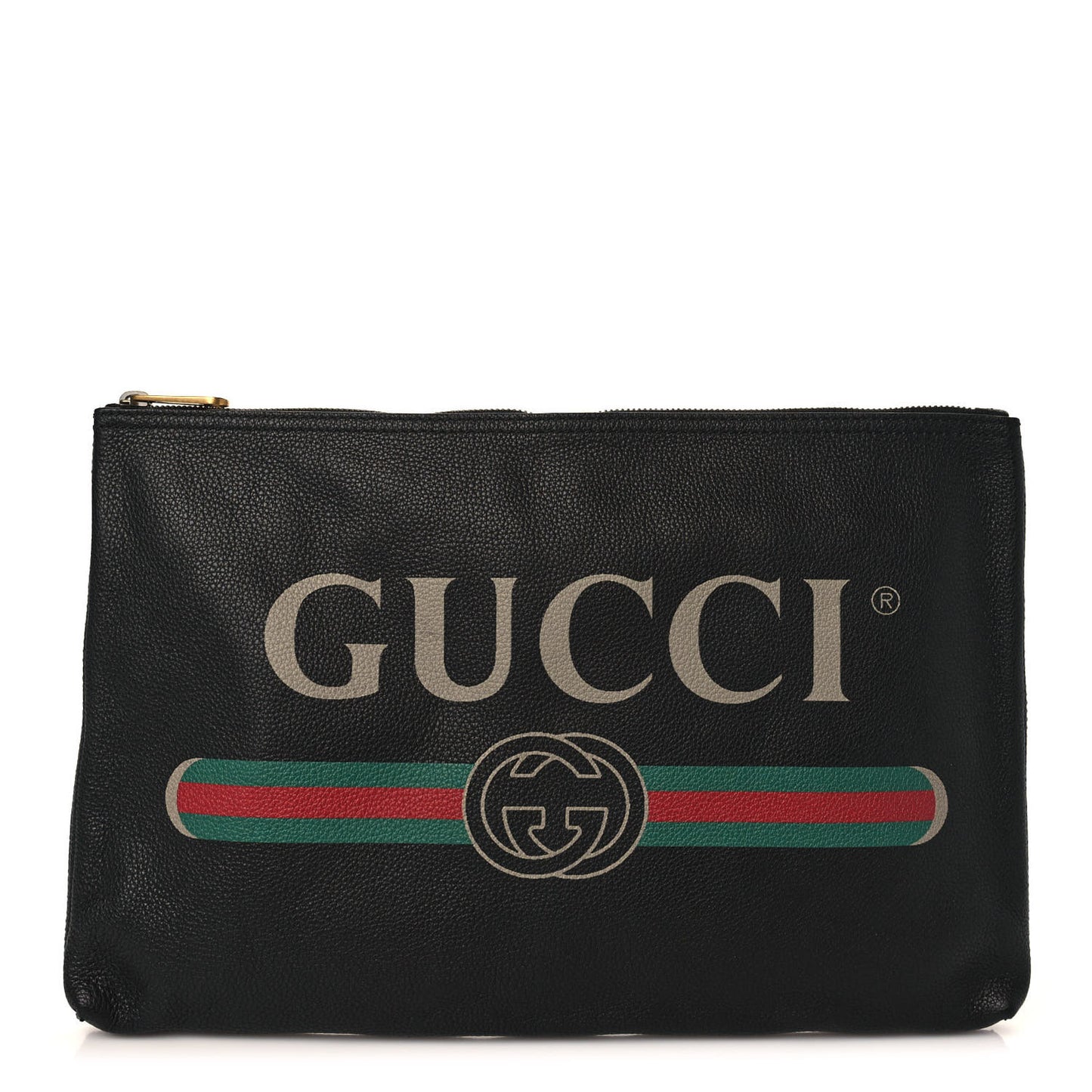 Pebbled Calfskin Large Logo Portfolio Clutch Black