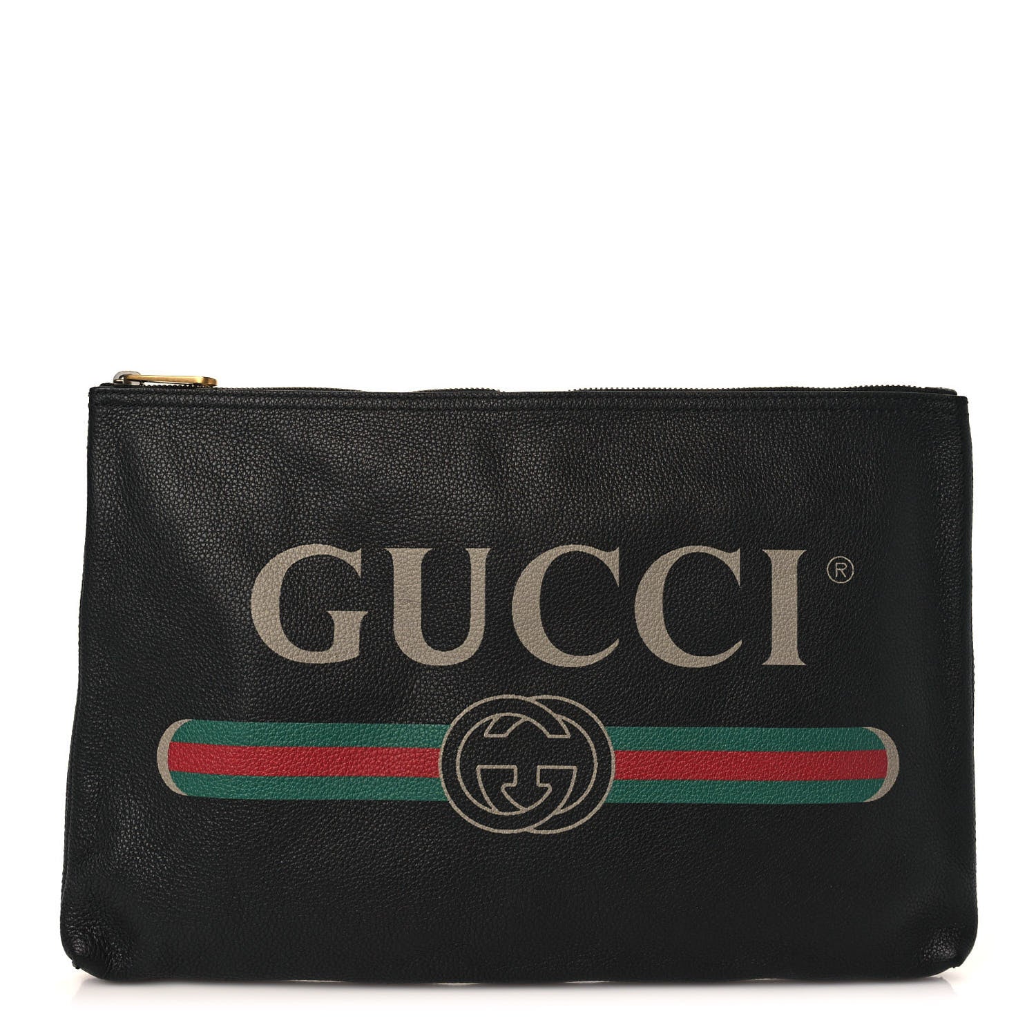 Gucci Pebbled Calfskin Large Logo Portfolio Clutch Black 1 of 7