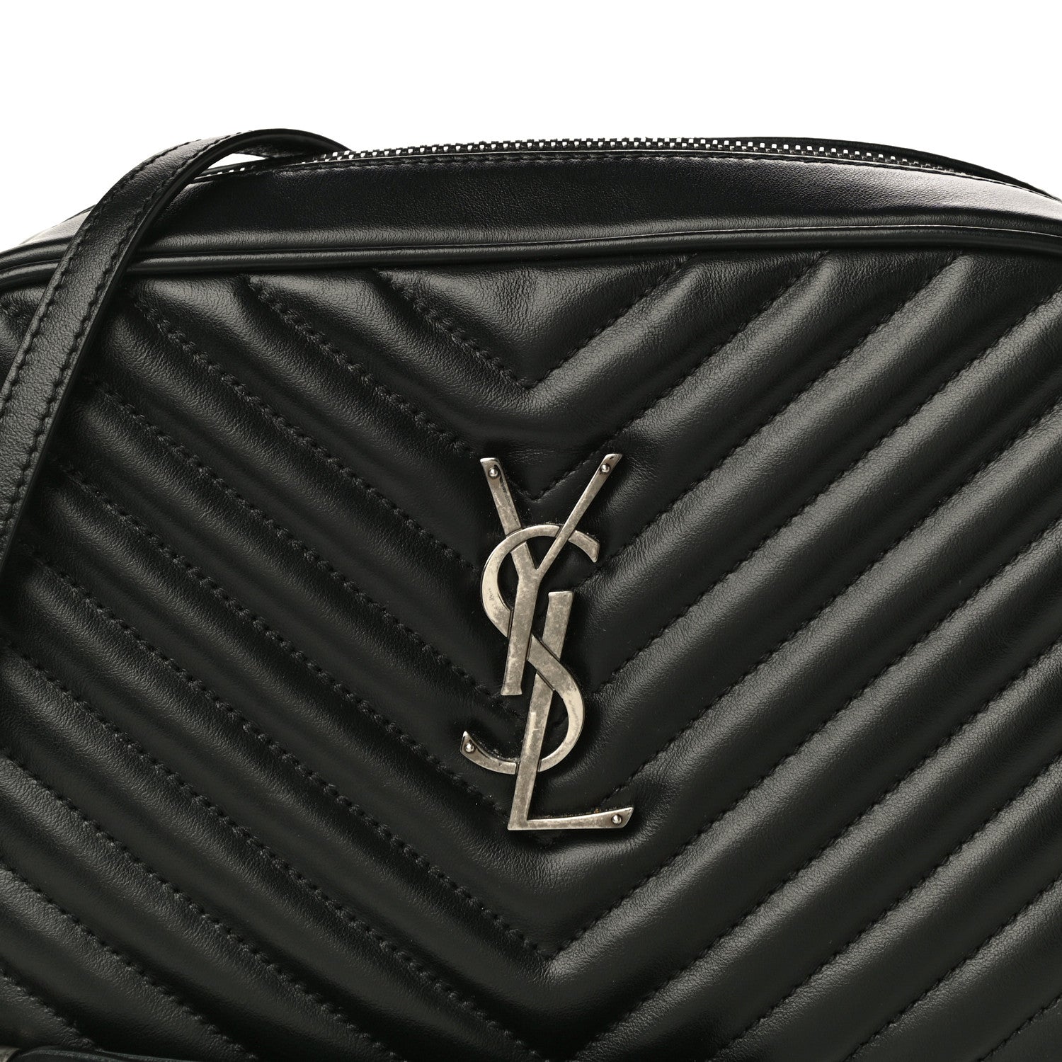 Saint Laurent Calfskin Matelasse Monogram Lou Camera Bag Black 8 of 11