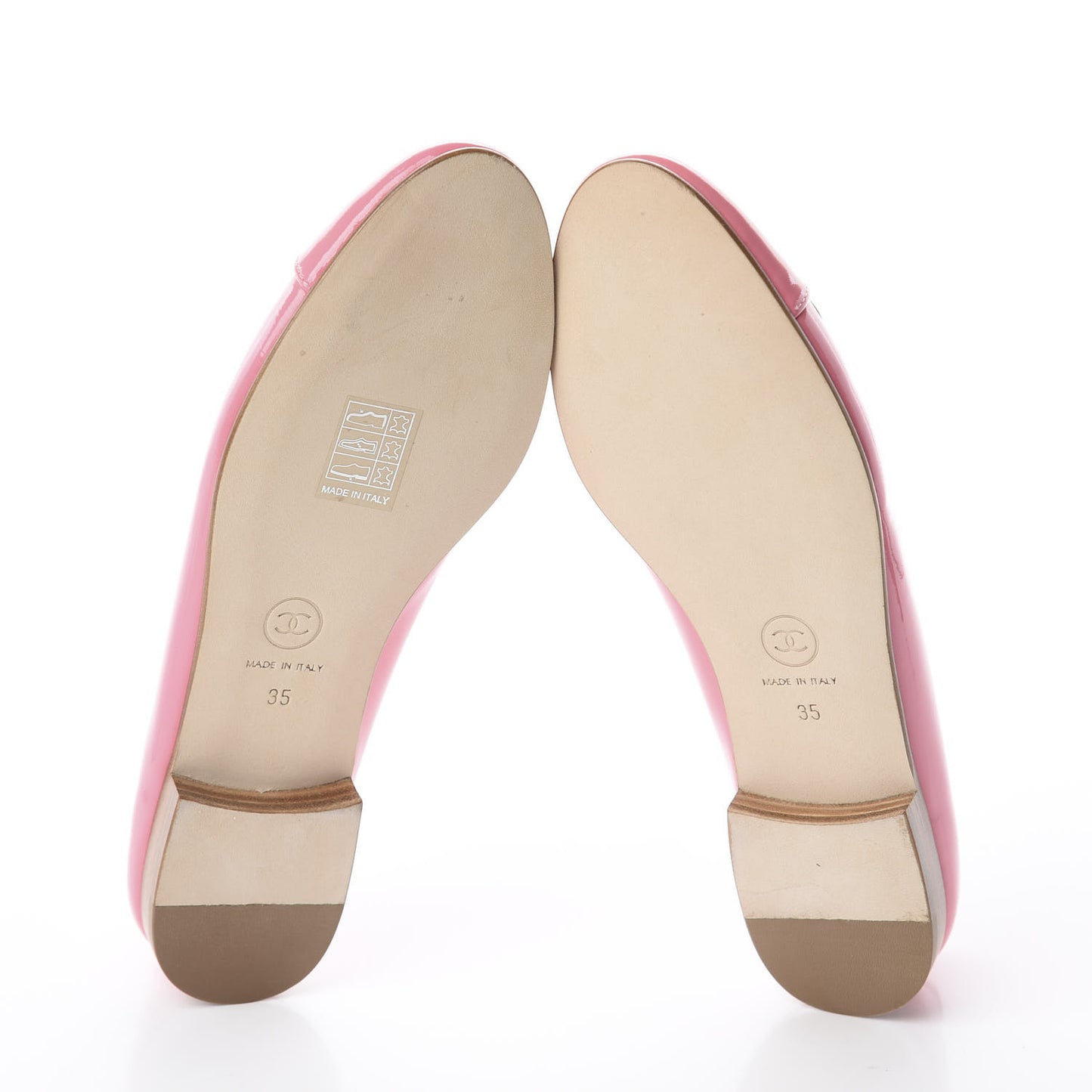 Patent Calfskin CC Cap Toe Ballerina Flats 35 Pink