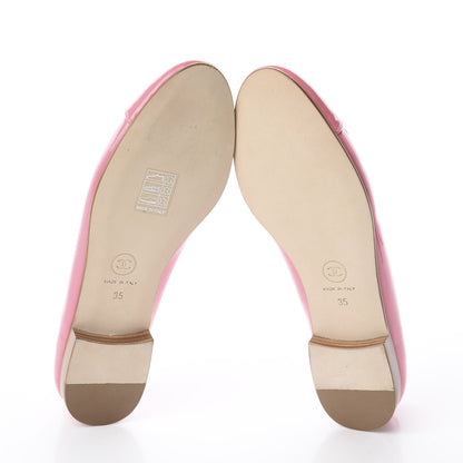 Chanel Patent Calfskin CC Cap Toe Ballerina Flats 35 Pink 5 of 7