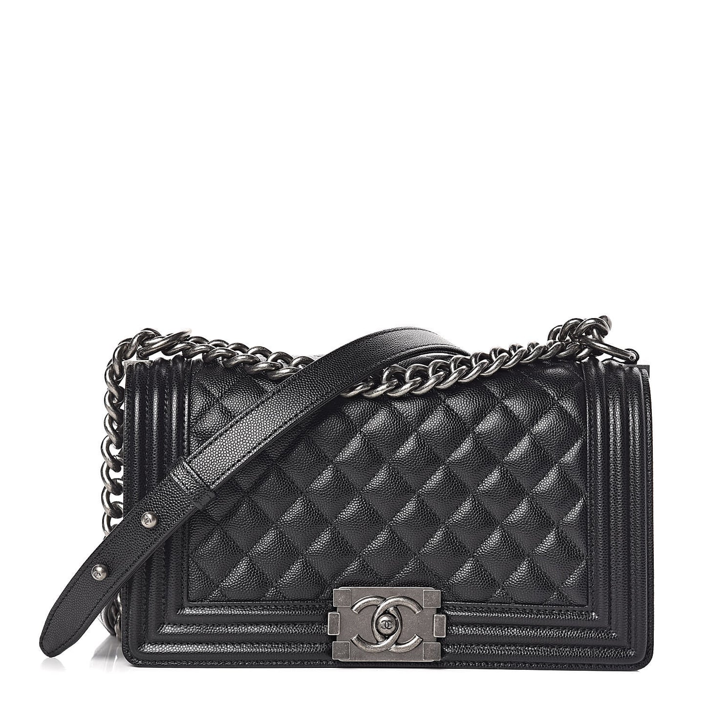 Caviar Quilted Medium Boy Flap Black