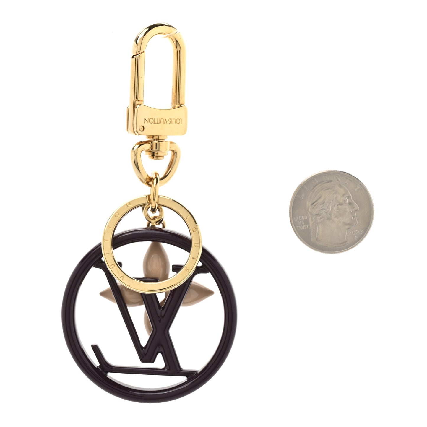 LV Circle Bag Charm Key Holder Purple Gold