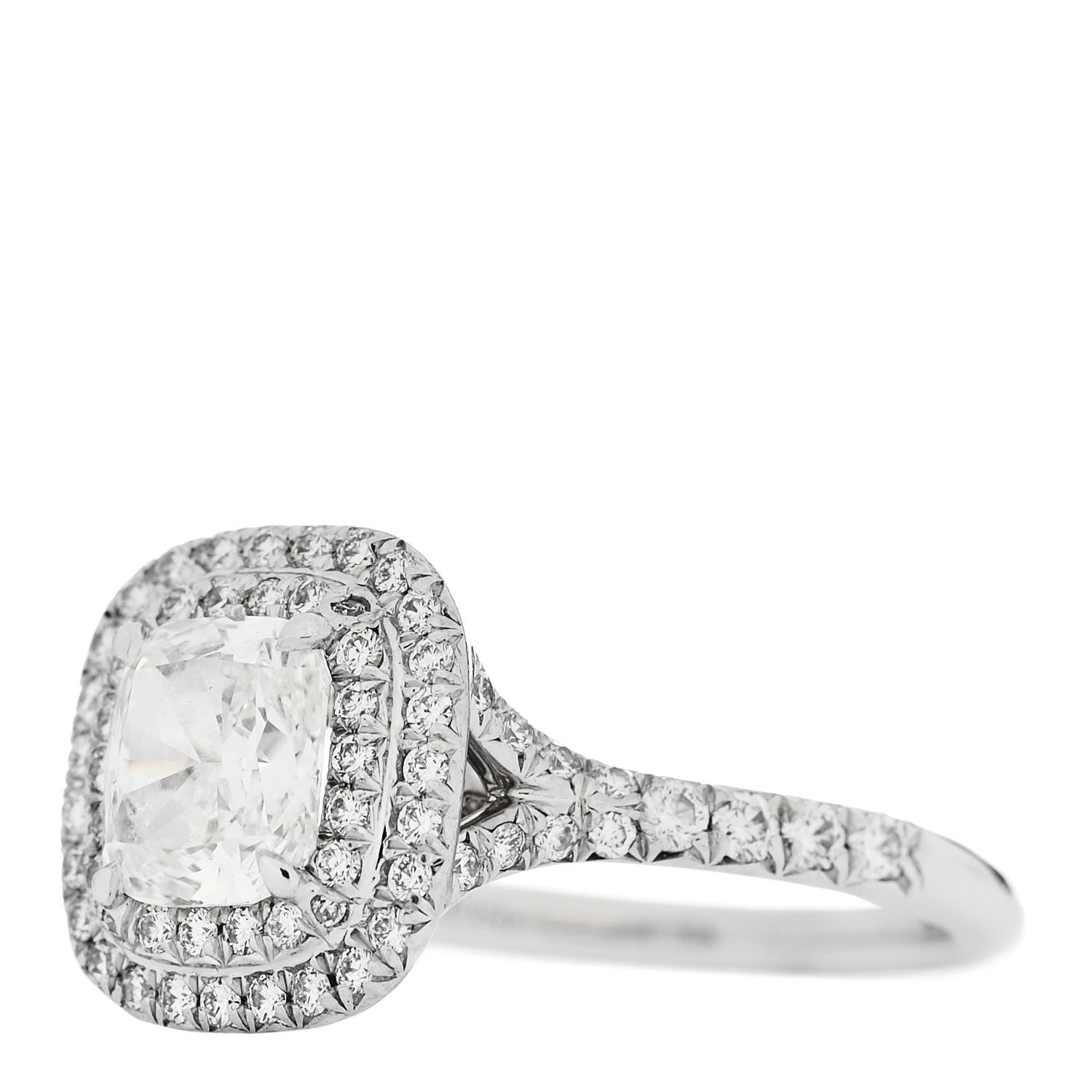 Tiffany Platinum Diamond 1.10ct Soleste Cushion Cut Double Halo Engagement Ring 49 5 3 of 7