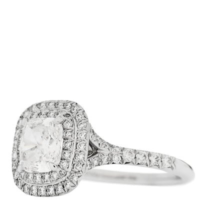Tiffany Platinum Diamond 1.10ct Soleste Cushion Cut Double Halo Engagement Ring 49 5 3 of 7