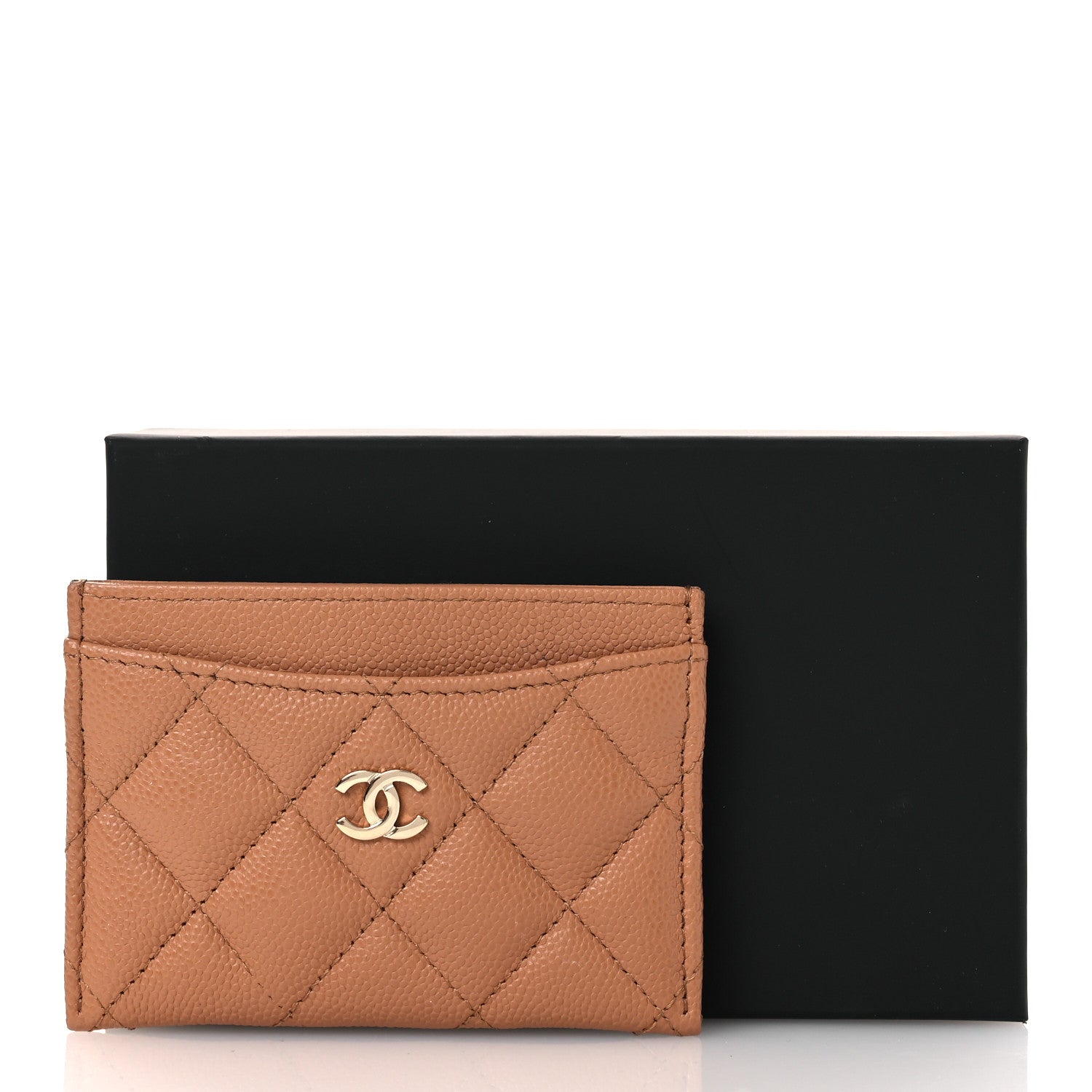 Chanel Caviar Quilted Card Holder Dark Beige 9 of 9